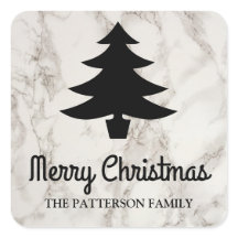 Merry Christmas Script | Tree Faux Marble Pattern