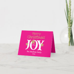  Merry Christmas Script Trendy Pink Holiday Card
