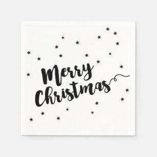 Merry Christmas - Script typography and stars Napkin