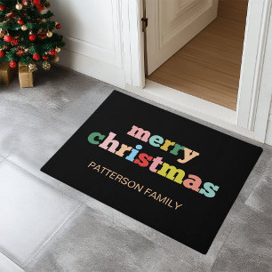 MERRY CHRISTMAS Script Typography Custom Family Doormat
