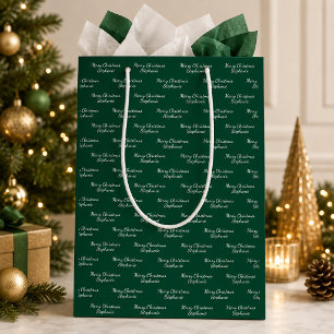 Merry Christmas Script with Custom Name Medium Gift Bag