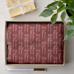 Merry Christmas Script with Custom Name Tissue Paper