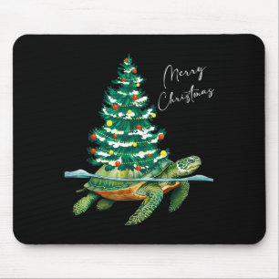 Merry Christmas Sea Turtle Xmas Tree Lights Pjs Me Mouse Pad