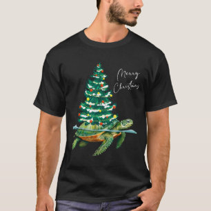 Merry Christmas Sea Turtle Xmas Tree Lights Pjs Me T-Shirt