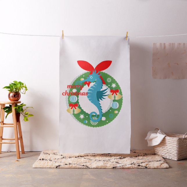 merry christmas seahorse fabric (In Situ)
