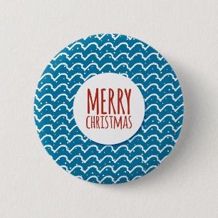 Merry Christmas Seamless Pattern Blue Texture 6 Cm Round Badge