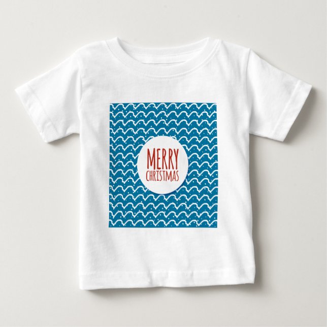 Merry Christmas Seamless Pattern Blue Texture Baby T-Shirt (Front)