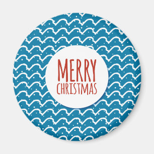 Merry Christmas Seamless Pattern Blue Texture Magnet