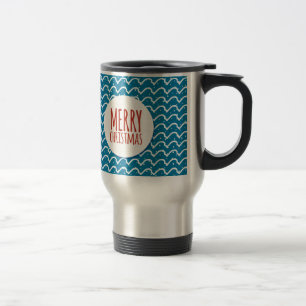 Merry Christmas Seamless Pattern Blue Texture Travel Mug