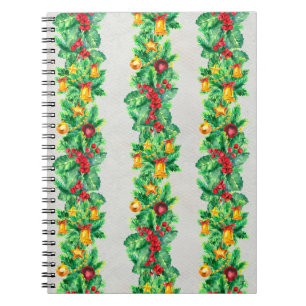 Merry Christmas seamless pattern with garlands. Wa Notebook