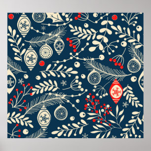 Merry Christmas: Seamless Winter Vintage Poster