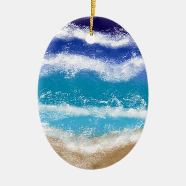 Merry Christmas Seas-on | Seaside Christmas    Ceramic Tree Decoration (Front)