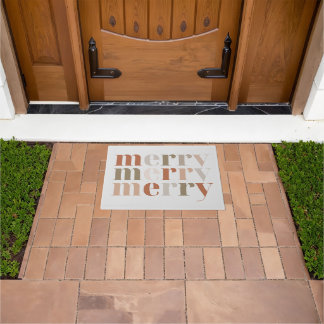 Merry Christmas Seasonal Boho Pastel Decorative Doormat