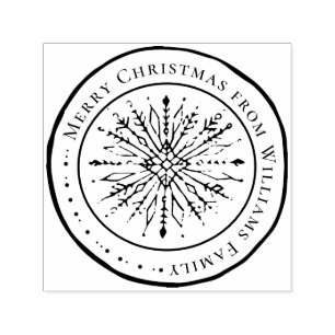 Merry Christmas Shabby Snowflake Holiday Winter Self-inking Stamp