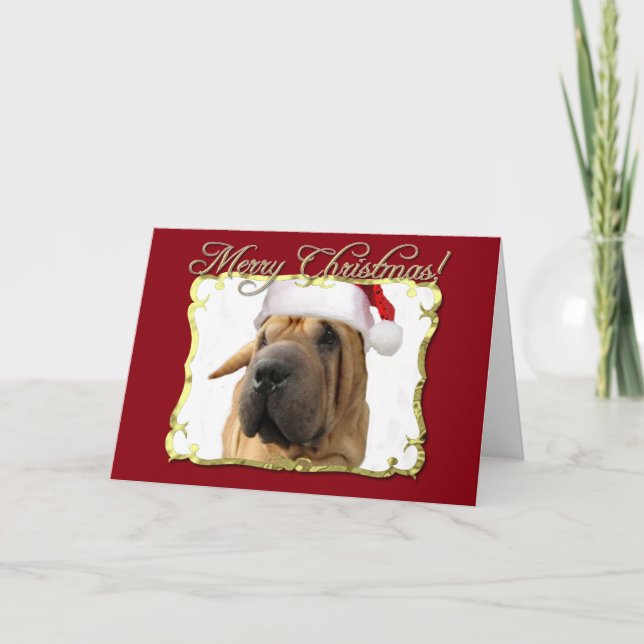 Merry Christmas Shar Pei dog Holiday Card (Front)