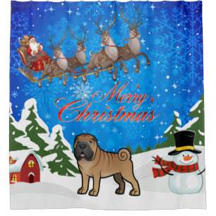 Merry Christmas Shar Pei Shower Curtain