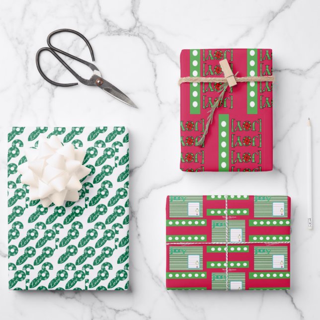 Merry Christmas Sheets Wrapping Paper Joy (Front)