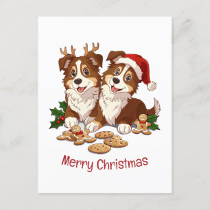 Merry Christmas Shetland Sheepdogs Holiday Postcard