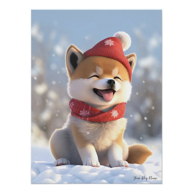 Merry Christmas, Shiba Inu Dog Puppy 02 - Happy Ch Poster (Front)
