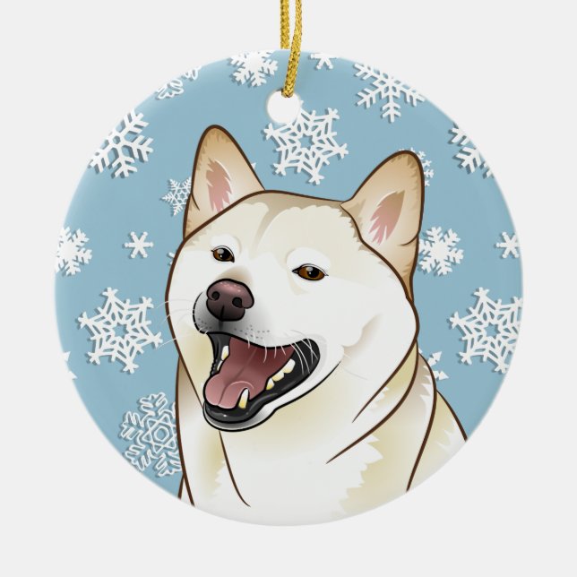 Merry Christmas Shiba Inu Snowflakes Ornament (Front)