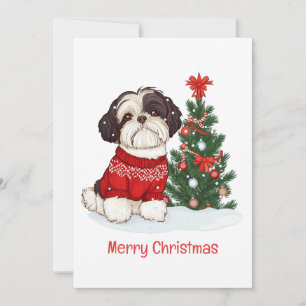 Merry Christmas Shih Tzu Dog Holiday Card