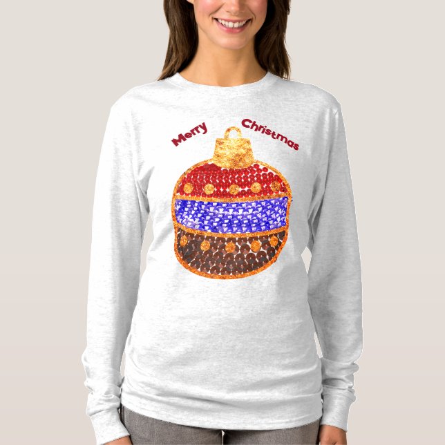 Merry Christmas - shining bauble with sequins T-Shirt (Front)
