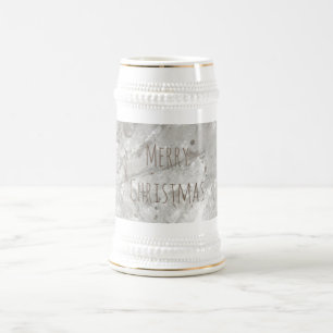 Merry Christmas Shiny Crystal White Stein