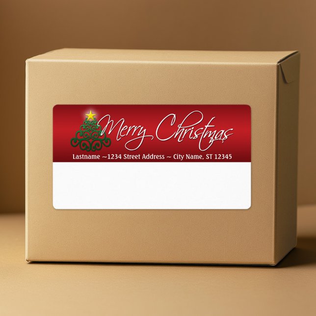 Merry Christmas Shipping Labels (Custom Box Label with Merry Christmas Greeting)