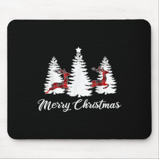 Merry Christmas Shirt For Women Buffalo Plaid Rein Mouse Pad