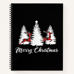 Merry Christmas Shirt for Women Buffalo Plaid Rein Notebook