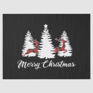 Merry Christmas Shirt for Women Buffalo Plaid Rein Tissue Paper