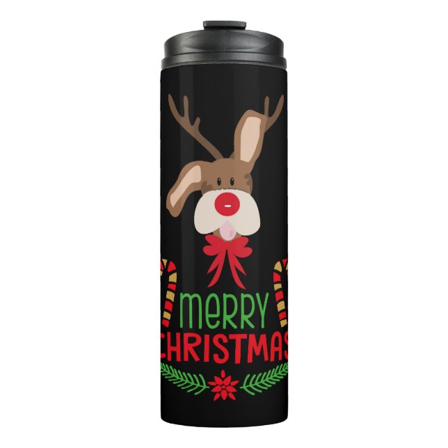 Merry Christmas Shirt, Rudolph-Christmas Thermal Tumbler (Front)