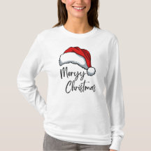 Merry Christmas Shirt with Santa Hat Design
