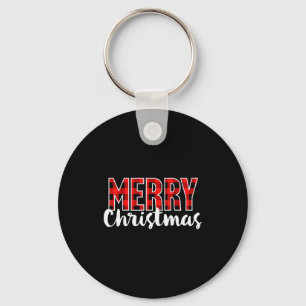 Merry Christmas Shirt Women Men Kids Red Buffalo P Key Ring