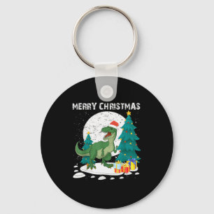 Merry Christmas Shirts For Women Xmas Santa T Rex  Key Ring
