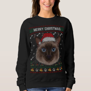 Merry Christmas Siamese Cat Lovers Ugly Xmas Sweat Sweatshirt