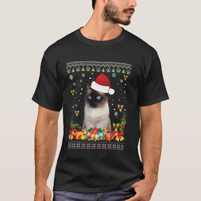 Merry Christmas Siamese Cat Ugly Sweater Santa Cla (Front)