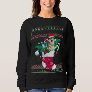 Merry Christmas Siberian Husky Dog In Sock Funny X Sweatshirt