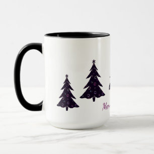 Merry Christmas, silhouette tree, rainbow bubbles Mug