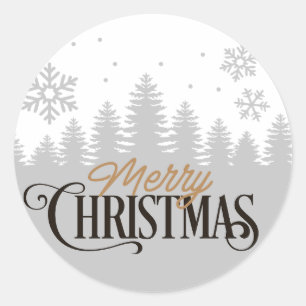 Merry Christmas Silver/Gold Classic Round Sticker