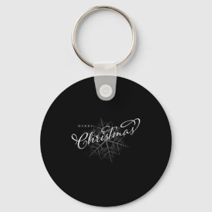 Merry Christmas Silver Snowflake Key Ring