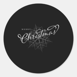 Merry Christmas Silver Snowflake T Shirt Classic Round Sticker