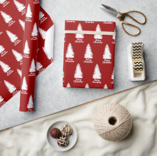 Merry Christmas Simple Bright Red & White Wrapping Paper