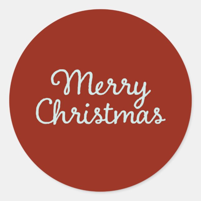 Merry Christmas Simple Calligraphy Round Sticker (Front)