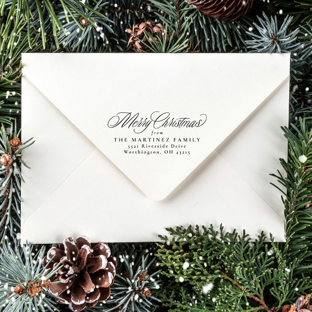 Merry Christmas simple classic holiday address Self-inking Stamp (Creator Uploaded)