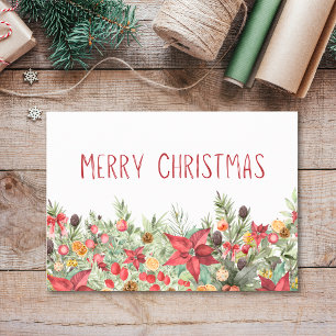 Merry Christmas Simple - Cozy Winter Florals Holiday Card