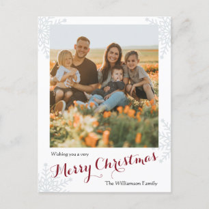 Merry Christmas Simple Custom Family Photo Holiday Postcard