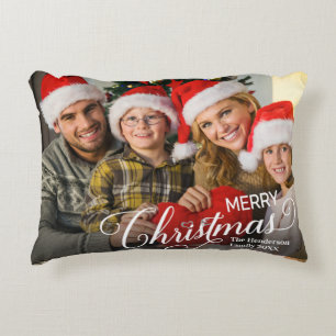 Merry Christmas Simple Custom Photo Decorative Cushion