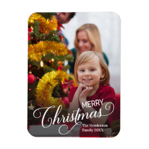 Merry Christmas Simple Custom Photo Magnet