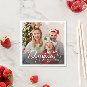 Merry Christmas Simple Custom Photo Napkin